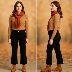 NWT J Brand Selena Bootcut Cropped Corduroy Jeans Pants Black Size 25 $198
